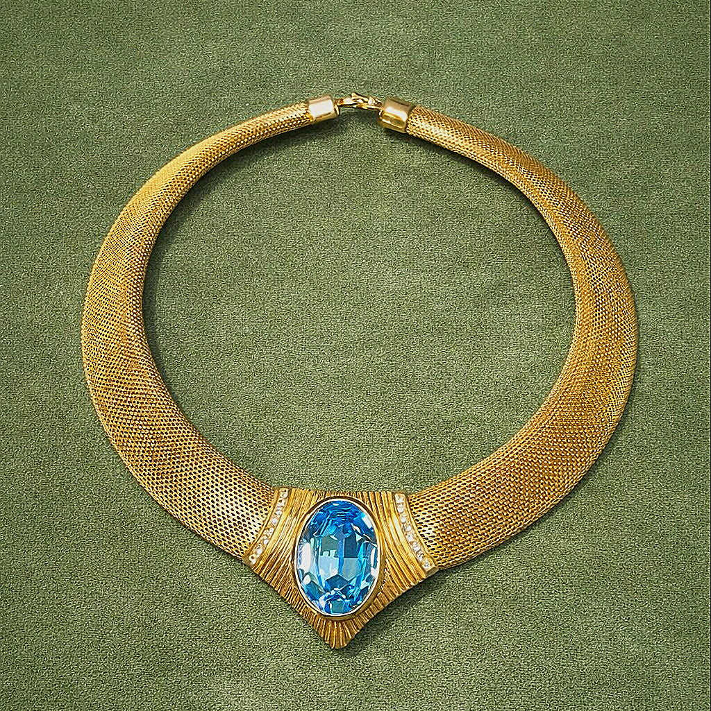 Vintage Christian Dior Gold Mesh Choker Necklace