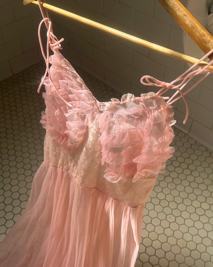 1960s Pink Sheer Lace House Dress