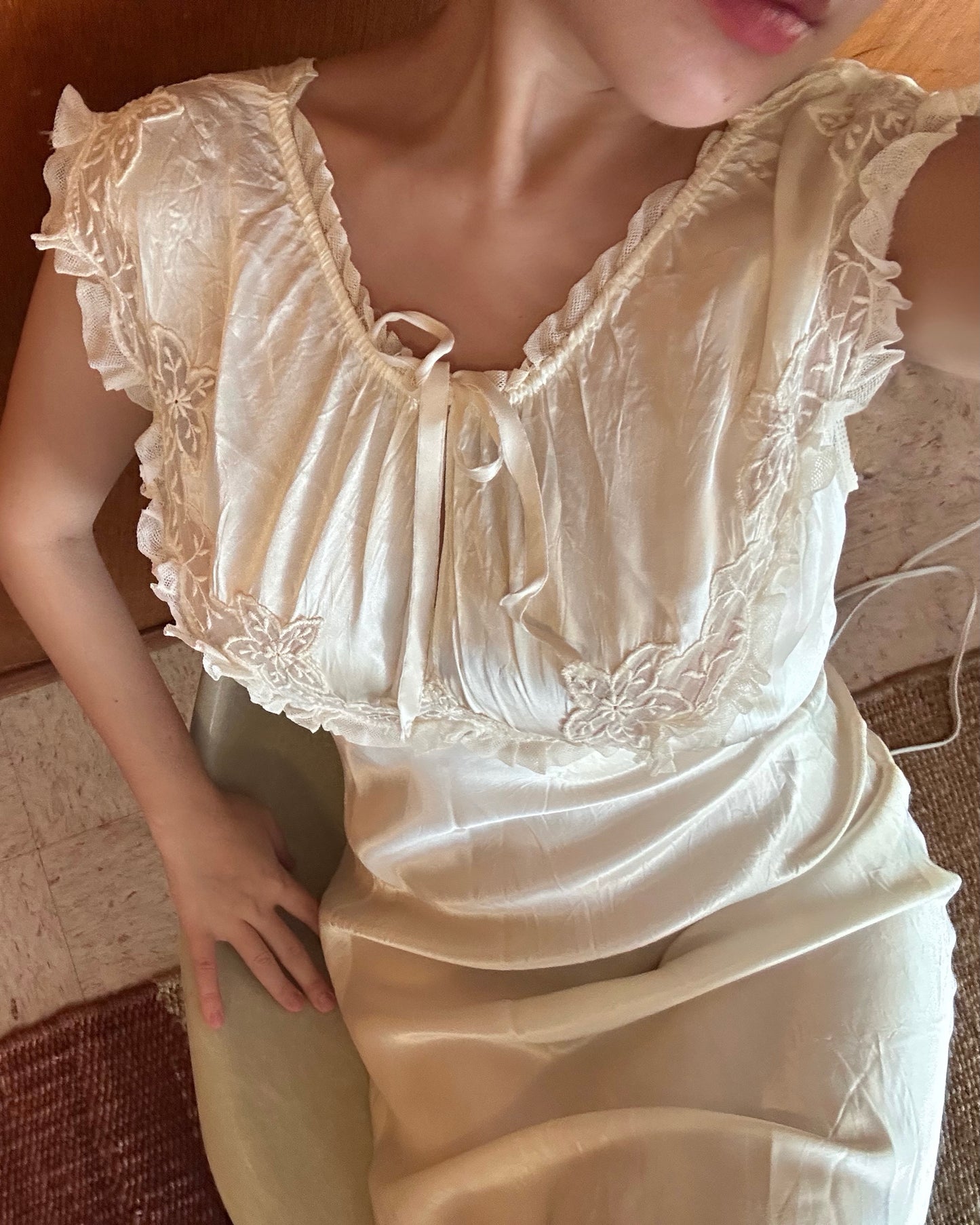 Vintage 1930s White Pure Silk Dress