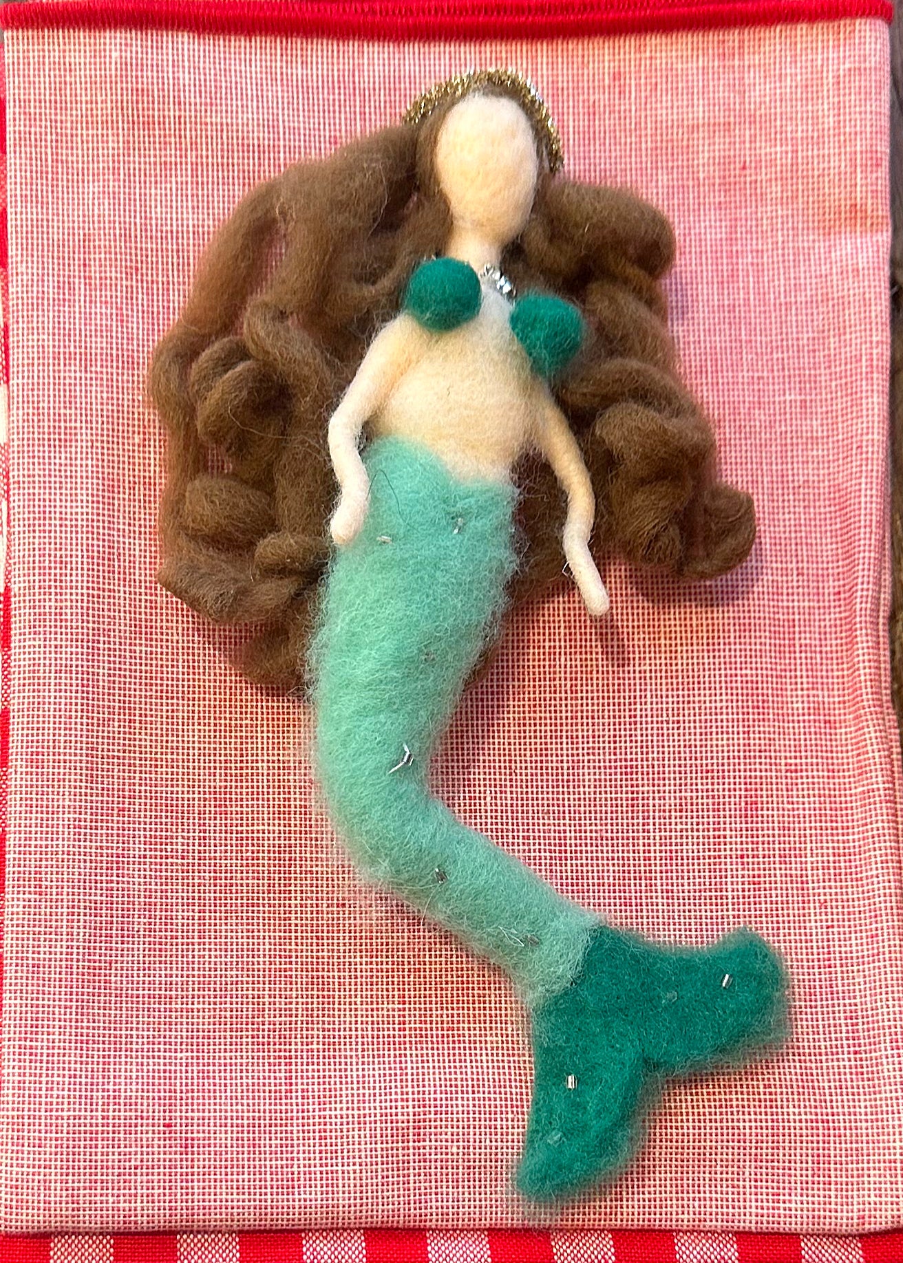 Vintage Mermaid Pompom Brooch
