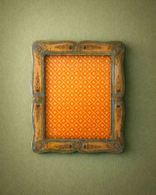 Antique Gilded And Blue Decorative Picture Frame