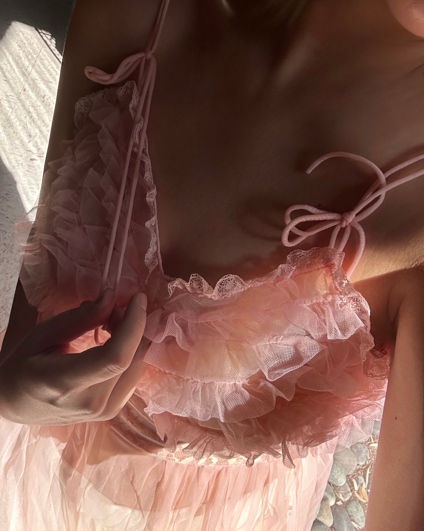 1960s Pink Sheer Lace House Dress