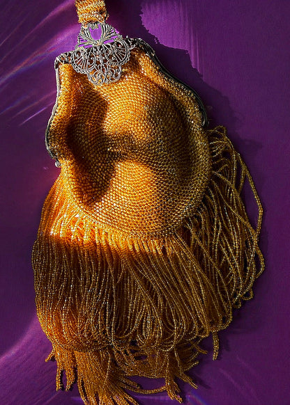 Antique Gold Beaded Flapper Bag