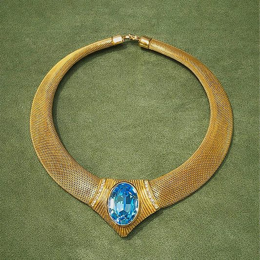 Vintage Christian Dior Gold Mesh Choker Necklace