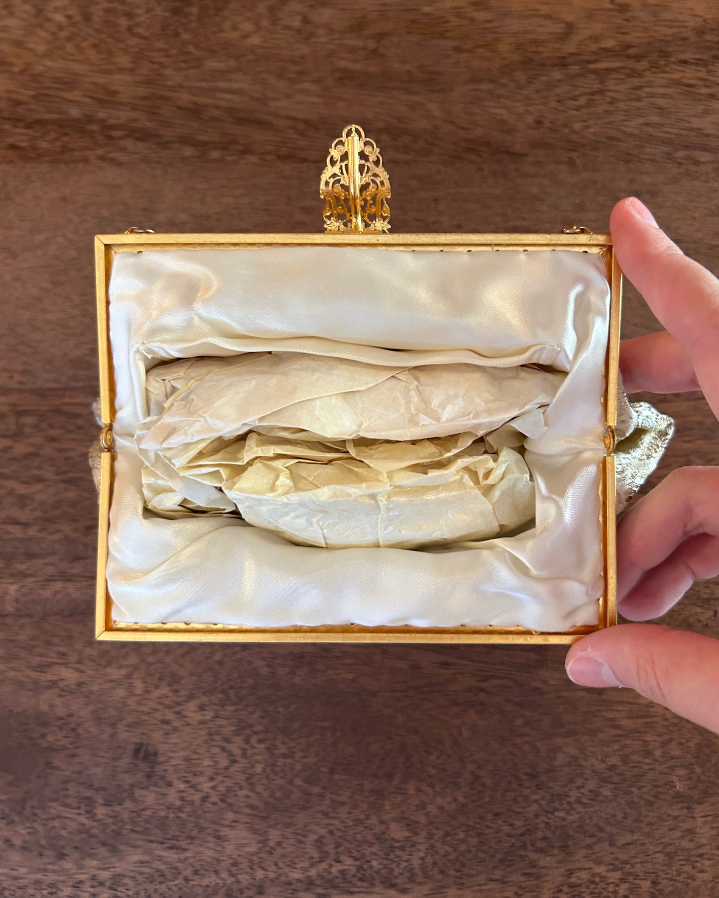 Vintage Gold Tone Baroque Silk Purse