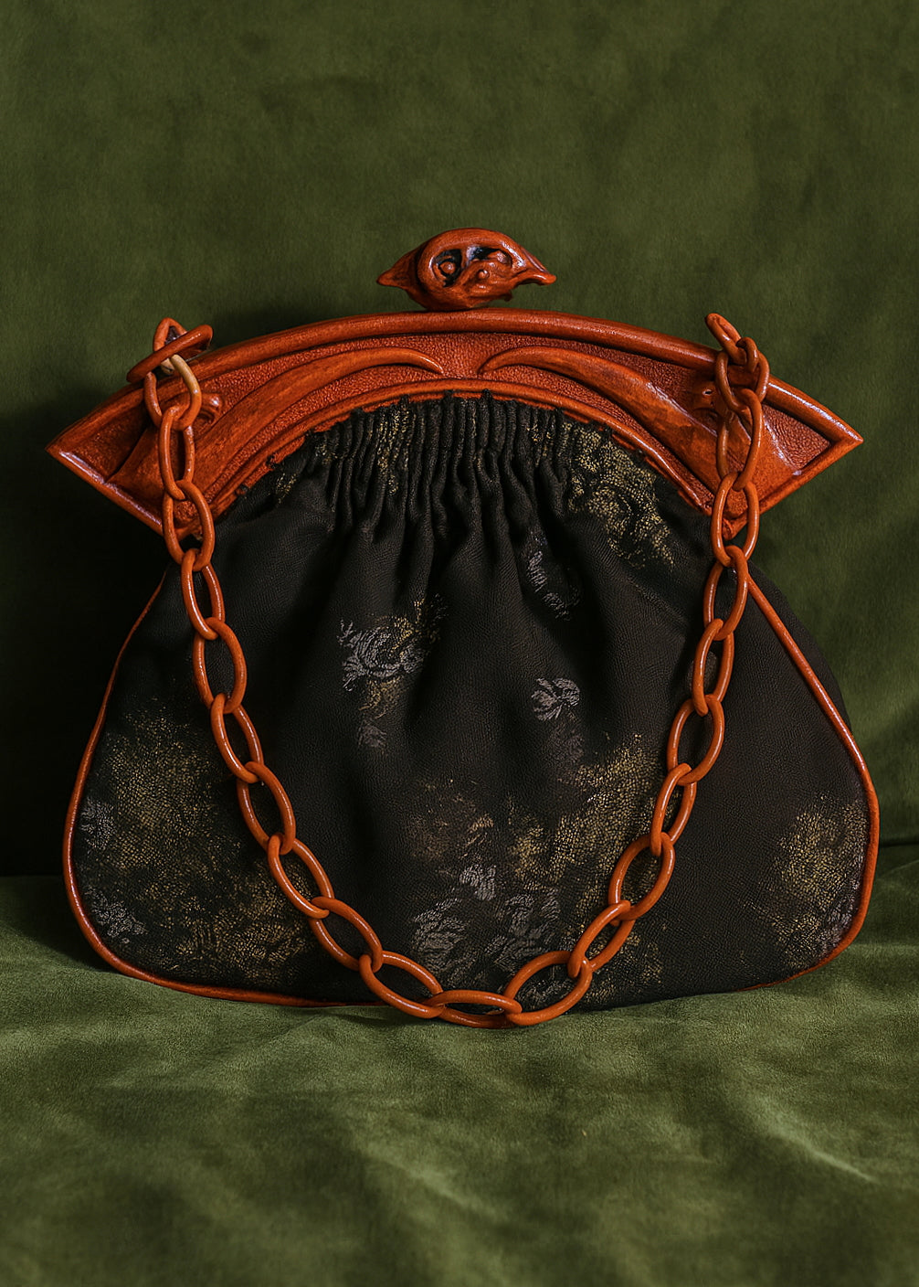 1920s French Floral Brocade Evening Bag