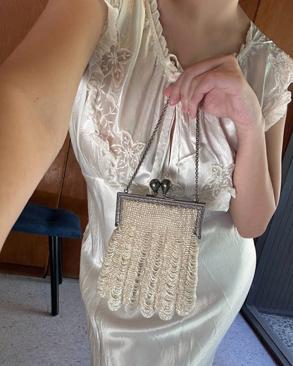 Antique 1920s Pearl Beaded Flapper Purse