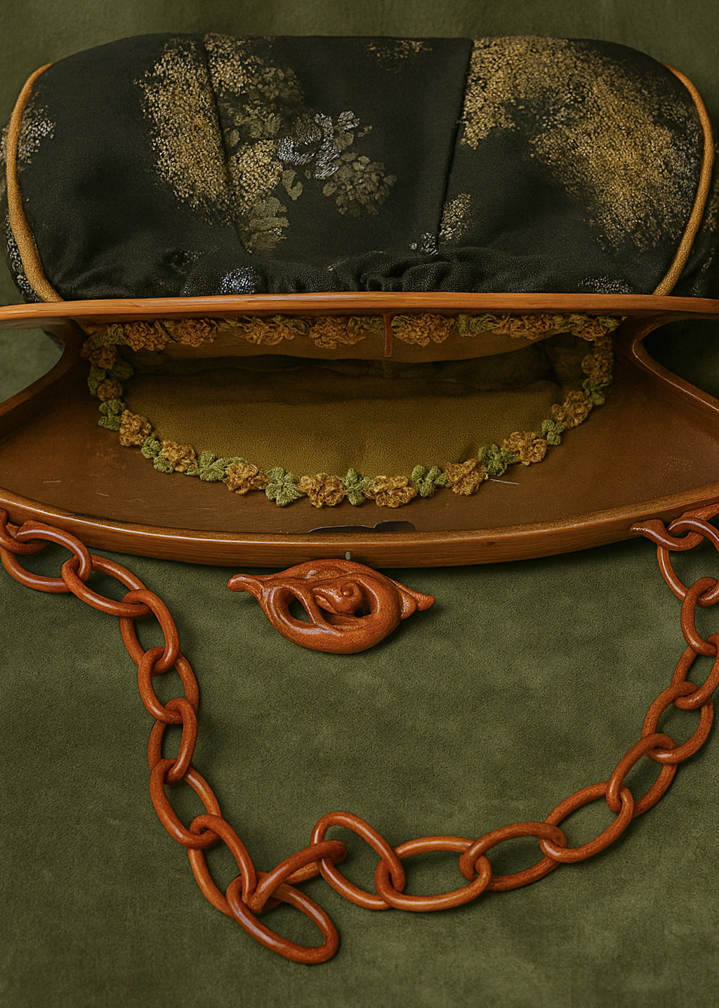 1920s French Floral Brocade Evening Bag