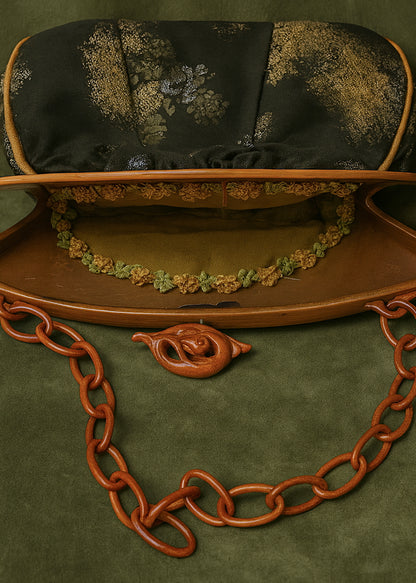 1920s French Floral Brocade Evening Bag