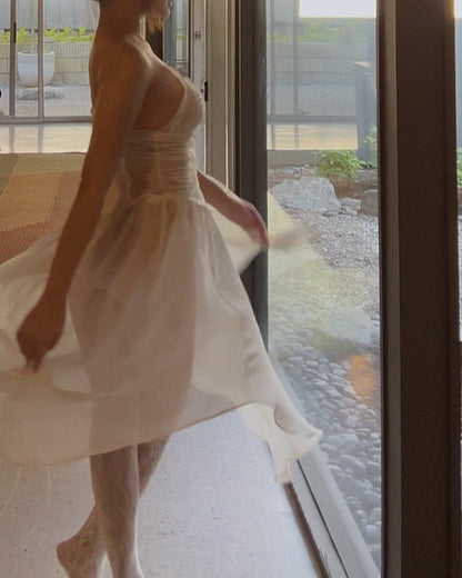 Vintage French Ivoiry Hand Embroidery Chiffon Dress