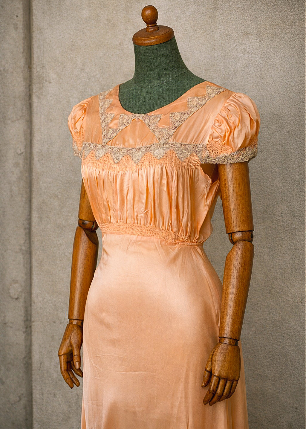 1930s Satin Lace Bias-Cut Gown