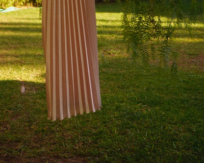 Vintage Pleated Apricot Pink Gown