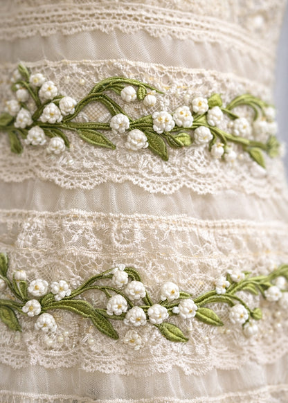 Vintage 1970s Lily of the Valley Lace Dress