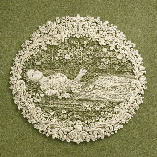 Rare Vintage Ophelia Handmade Oval Lace Panel