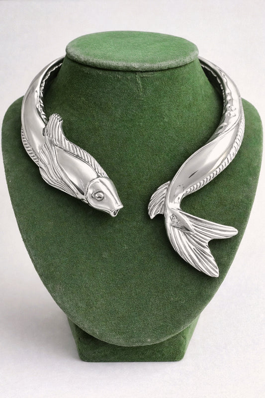 Vintage Silver Fish Cuff Choker