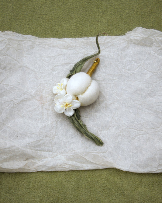 Vintage White Blossom Boutonniere Brooch