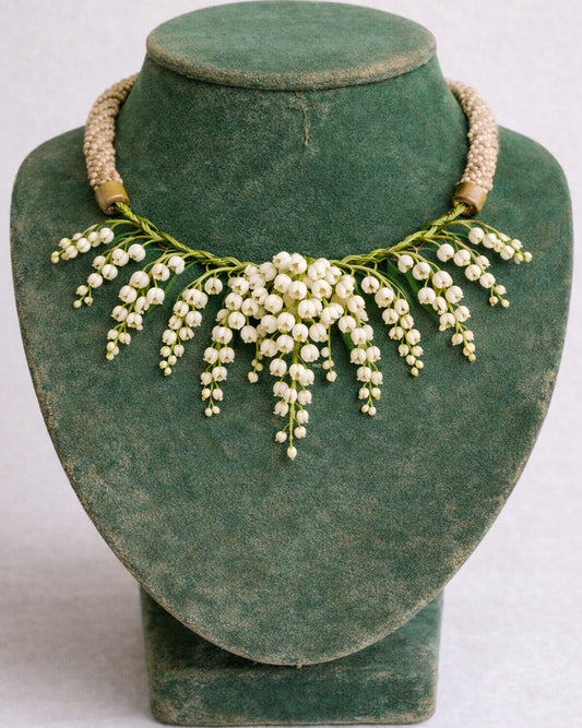 Rare Vintage Lily Of The Valley Beaded Necklace