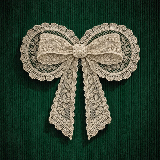 Antique Lace Bow Appliqué With Long Tails