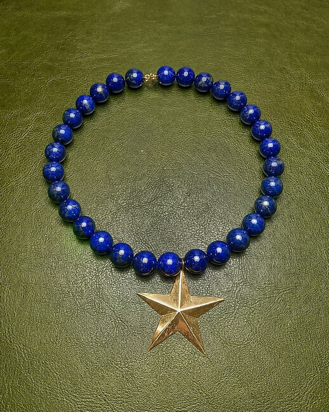 Vintage Lapis Blue Star Pendant Necklace